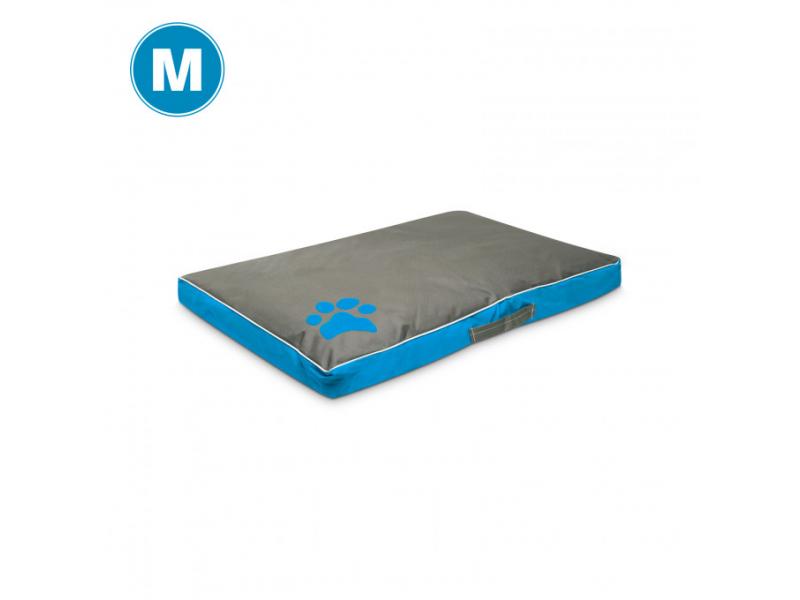 Pat pentru câini și pisici - 85 x 55 x 8 cm - albastru cu husa detasabila