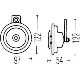 Claxon auto gri ton inalt compatibil cu BMW 3 (E21), 5 (E12), 5 (E28); VW GOLF I, GOLF II, GOLF III, JETTA I, JETTA II, PASSAT B1, PASSAT B2, PASSAT B3/B4, SCIROCCO, TRANSPORTER IV, VENTO 03.72-06.03